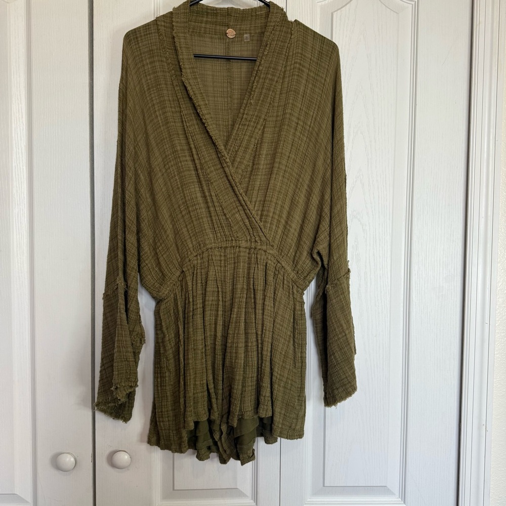 FREE PEOPLE One Olive Textured Romper - Picture 2 of 8